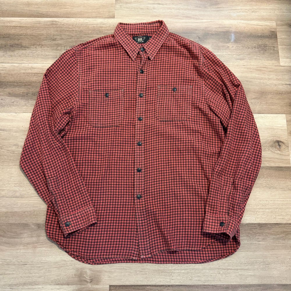 RRL Ralph Lauren Flannel Shirt Red Black Plaid Men’s XL
Double RL EUC